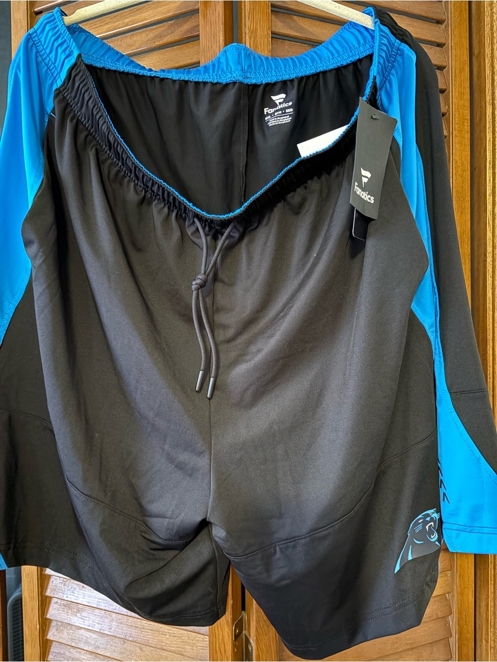 NFL Carolina Panthers Fanatics Men’s Black and Blue Athletic Shorts